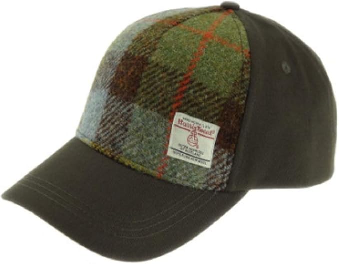 Glen Appin Harris Tweed Front Baseball Cap (Colour 15 Gunn Tartan