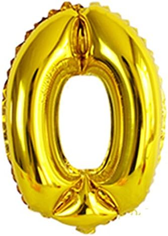 HIHAOXJ 40 Inch Helium Foil Mylar Matte Gold Number 0 Balloons