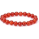 COLORFUL BLING Red Carnelian Crystal Stretch Bracelet Set Natural Agate Energy Chakra Beaded Gemstone for Women Couple Anxiety Relief Jewelry
