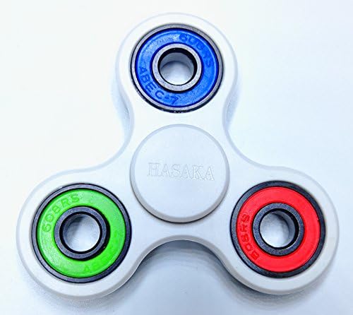 6 Colors New Tri-Spinner Fidget Toy Plastic EDC Hand Spinner For Autism and ADHD Rotation Time Long Anti Stress Toys (White green red)