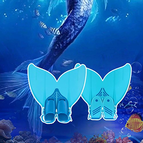 ZHX Teen Teenager Mermaid Swim Fin Diving Monofin Swimming Foot Flipper Blue one Size
