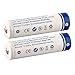 DULEX 18650 Battery, 2-Pack 3.7v Lithium ion 18650 Rechargeable Batteries and 18650 li-ion battery Charger