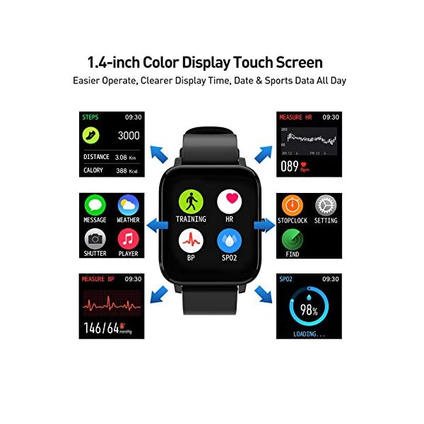 IDEALROYAL-Smart-Watch-P22-Fitness-Activity-Tracker-with-Heart-Rate-Monitor-Sleep-Monitor-Smart-Watch-Bluetooth-Camera-Control-14-Waterproof-Full-Touch-Screen-Smart-Band-Men-Women-for-Android-iOS Smart Watch, IDEALROYAL Fitness Tracker with Heart Rate Monitor, Sleep Monitor,1.4" Touch Screen,Waterproof Smartwatch Bluetooth Camera Control Fitness Watch for Man Woman Android iOS