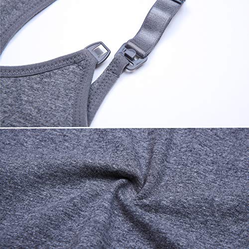 CAKYE 3PACK Maternity Nursing Tank Tops Cami Bra Breastfeeding Sleep Shirt (X-Large, Black+Charcoal+Atrovirens (3/Pack)) - Thumbnail 7