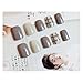 Dongcrystal 24pcs Gray and White False Nail with Gray Line Acrylic Artificial Full Fake Nails Nail Art Tips