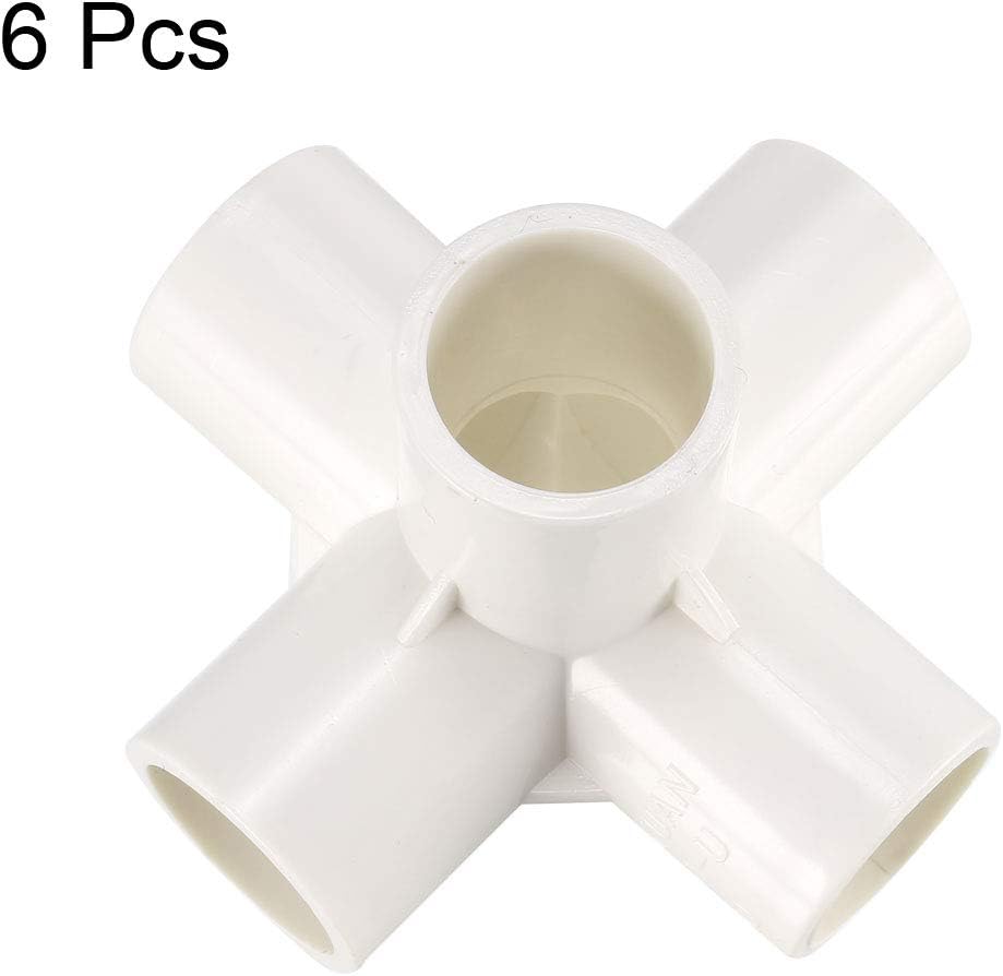 sourcing map 5 Way Elbow PVC Pipe Fitting Furniture Grade 20mm Size Tee Corner Fittings White 6pcs, 20mm,6Pcs - Image 4