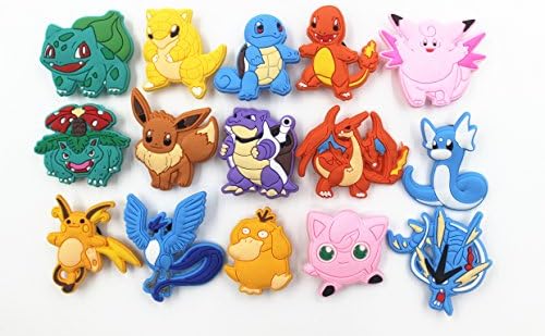 NEW Style(15 Piece) Pokemon Shoe Charms for Croc Shoes Kids Toy &amp; Bracelet Wristband