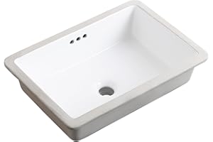 KARAMAG 20 Inch Undermount Bathroom Sink Rectangle Undermount Sink White Ceramic Under Counter Bathroom Sink with Overflow (19.8"x13.7")