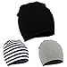 Zando Baby Toddler Infant Kids Cotton Soft Cute Lovely Knitted Beanies Hat Cap Black & Light Grey & Stripe Large (1-4 years)