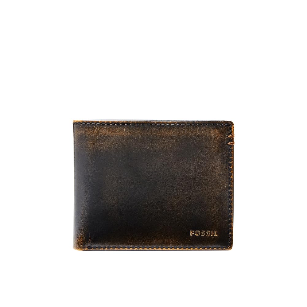 Fossil Wallet for Men Wade, Leather Bifold black 11.43 cm L x 1.9 cm W x 8.89 cm H ML3882001