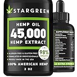 Hemp Oil Extract for Pain Relief - Anxiety Mood Stress Support - Updated Dosage 45000 mg - Vitamin D, E & Omega 3, 6, 9 - Organic Hemp Extract - Made in USA - Deep Restful Sleep - Immunity Boost