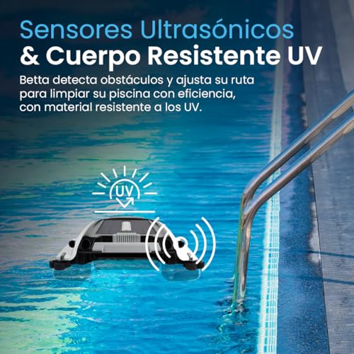 Betta SE Solar Pool Skimmer Robot – Automatic Surface Cleaner, 30h Battery, Salt and Chlorine Resistant Motors, Obstacle Avoidance, Cleaning 24/7 (White)