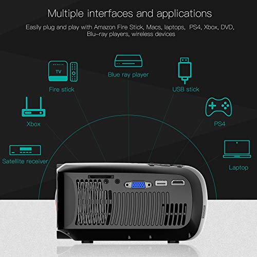Projector,2019 Newest ABOX A2 Native 720P Portable Home Theater LCD HD Video Projector with 3600 Lumen,180" Large Screen and Dual HiFi Speakers,Support 1080p HDMI/VGA/AV Multiple Ports