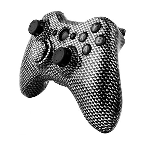 SQDeal Carbon Grain Full Replacement Housing Hydro Dipped Controller Shell Case Button Kit for XBOX ONE Wireless Controller-Black Silver - Thumbnail 5