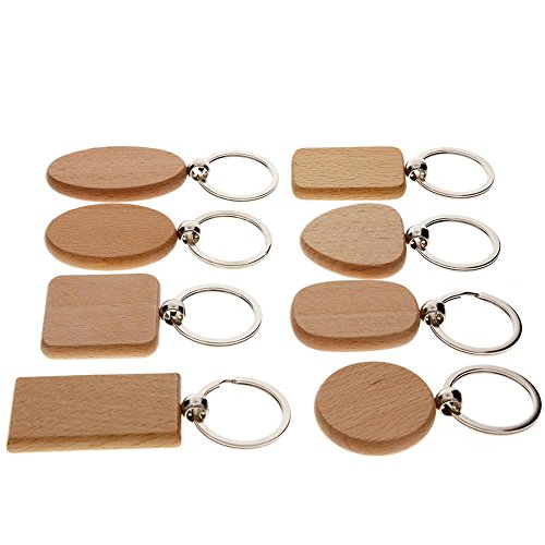 WXLAA DIY Blank Wooden Key Chain Personalized EDC Wood Keychains Best Gift