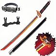ZHICONG Demon Katana Sword, Light Up Sword, 41 Inches Rechargeable, with Display Stand and Belt, Suitable for Tanjiro Cosplay and Collection, Anime Original Texture.