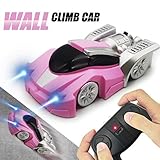 QUN FENG RC Cars Remote Control Wall Climbing Stunt Car Electric Gravity Sports Racing car Dual Mode Climber Toy Car for Girls Best Birthday Gift (Pink)