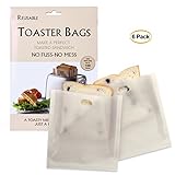 Hontec Non Stick Toaster Bags (6 Pack), Reusable and Heat Resistant, Gluten PFOA Free FDA Approved, Perfect for Grilled Cheese Sandwiches Chicken, 7.1