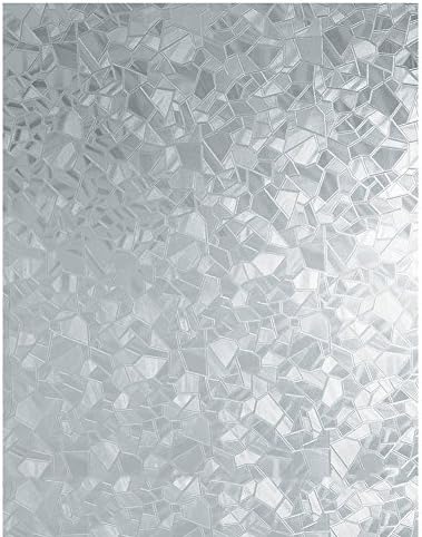 Amposei Non-Adhesive 3D Static Texture Design Windows Film for Bathroom Kitchen 17.7-by-78.7-inches