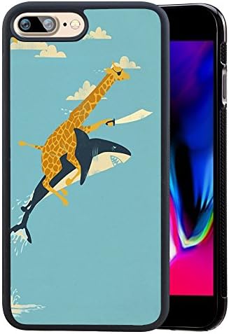 Black Case For iPhone 8 Plus, Customized Giraffe and Shark TPU +PC Rubber iPhone 8 Plus/iPhone 7 Plus 5.5" cover case, Durable Shockproof Anti-slip Protection Phone Case