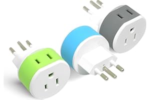 OREI Brazil Travel Plug Adapter with 2 USA Inputs - Travel 3 Pack - Type N (US-11C) Safe Grounded Use with Cell Phones, Laptop, Camera Chargers, CPAP, and More