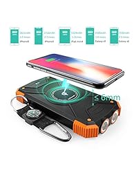 Cargador Solar 10000mAh Cargador Portátil BLAVOR Panel Solar Power Bank Impermeable LED Luz para iPhone, iPad, Samsung Galaxy y más