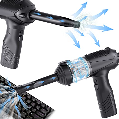 Compressed Air Duster, Cordless Air Duster Blower & Vacuum 2 in 1 for Eletronics Clean/Keyboard