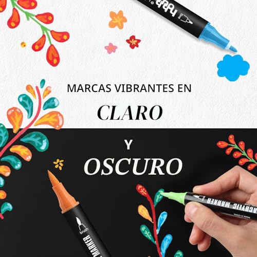 hhhouu Professional Acrylic Markers - Set of 100 Colors, Double Fine & Round Tips - Water-Based Permanent Acrylic Paint for Arts, Crafts and Creative Adult Design HO-AM100
