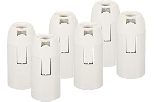 Generic Threaded Light Socket Base 250V E14 56x26mm Screw-in Bulb Lamp Holder for LED Retro Pendant Lights White Pack of 6