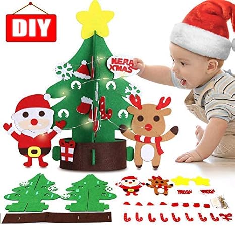 Download Diy Felt Christmas Tree Xmas Ornaments Decoration Set Craft Activities Kits Decor Toy Gift For Kids Toddler Felt Amazon Canada PSD Mockup Templates