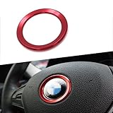 Thor-Inst Steering Wheel Center Decor Logo Ring Trim For BMW New 3 Series 320 GT5 Series X1 X 3 X4 X 5 X6 E46 E30 E34 E36 E39 E53 E60 E90-Multimedia audio button start car sticker(Red)