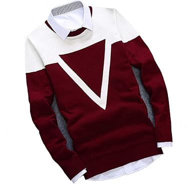 men's sweater with fake collar
