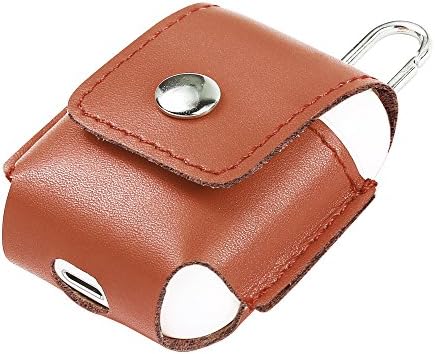 Protective Leather AirPods Charging Case with Keychain to Prevent Loss, Damage and Theft - Brown (Greenkey AirPods Accessories)