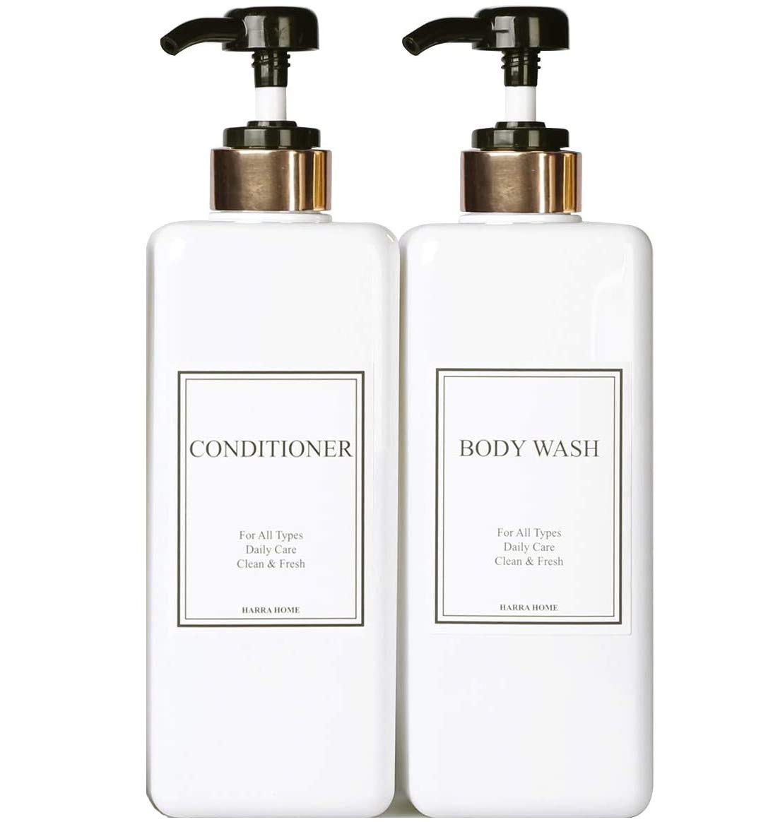 Gold Black Empty Plastic Pump Bottles Square Shampoo