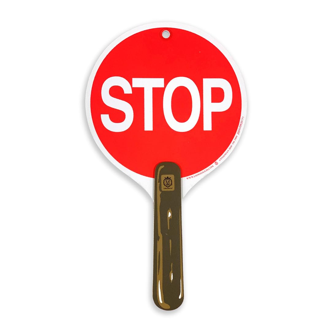 Liontouch - Stop & Go Sign, Red & Green | 3+ Years - 30 x 17 cm | Durable & Reversible Lollipop-Shaped Foam Toy Paddle For School Patrols | Ideal For Teaching Kids Traffic & Street Safety