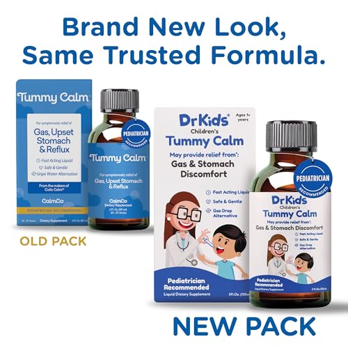 Tummy Calm Dr. Kids Children’s Gas Relief & Upset Stomach Support, Gas Drops for Newborns & Kids, Safe & Gentle Oral Solution, Natural Constipation Relief, 5 Fl Oz (Pack of 1)