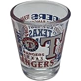 Logo Brands MLB Spirit 2oz Shot Glass, Full 360 Wrap Design (Texas Rangers)