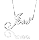 AOLO Jose Heart Name Necklace Silver Stainless