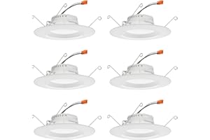Juno RB56 SWW5 CP6 MW M2 RetroBasics Downlight Trim Kit, Switchable LED White, Baffle Trim, Switchable CCT, 2700K, 3000K, 4000K, and 5000K, 5- to 6-Inch, 6-Pack, Matte White
