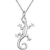 DAOCHONG S925 Sterling Silver Animal Chameleon Gecko Lizard Pendant Necklace for Women Teen Men