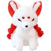 ELAINREN Lifelike Nine-Tailed Fox Stuffed Animals Toy/14.9''x11.8''x7.8'' | Realistic Red Fox Plush Toy Cute Kyuubi Kitsune Plushie Dolls Gifts for Kids