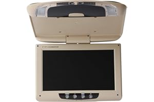 KUNFINE 9 Inch Car Roof Mounted Monitor Auto Ceiling Screen HD Video Vehicle Flip Down Overhead Multimedia Player Beige