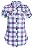 Ladies' Code Women's Short Sleeve Plaid or Stripe Button Down Shirt Knit Top