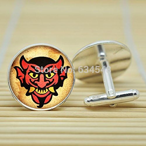 Pretty Lee Bioshock Devil'S Kiss Vigor In Silver Cufflinks Glass Cabochon Cufflinks C3552