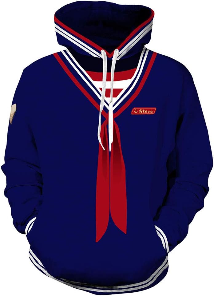 WKS Stranger Things 3 Robin Hoodie,Scoops Ahoy Steve Costume Dustin Hoodie Halloween Cosplay Sweatshirt Jacket for Swag Teen (S, Blue-2)