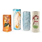 4 Piece Tiki Girls Luau Mugs Set