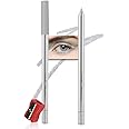 evpct Silver Grey Gel Eyeliner Pencil for Women Waterline Waterproof Smudge Proof Eye Makeup Liners, Silver Mascara Eye Liner Gel Liner Eyeliner with Sharpener delineador de ojos contra el agua 20