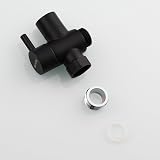 Tecmolog Brass Faucet Diverter Valve with Aerator M22 to M24 Adapter Black view 9