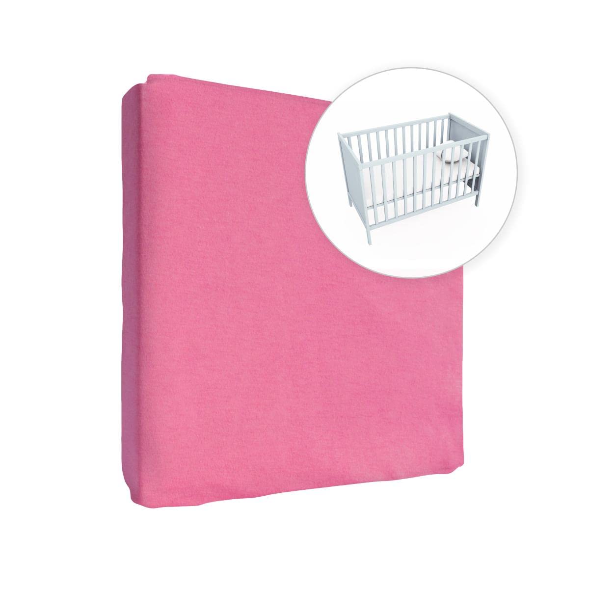 Jersey 100% Cotton Fitted Sheet for 120 x 60 cm Toddler Baby Cot Bed Mattress (Pink) โ image 1