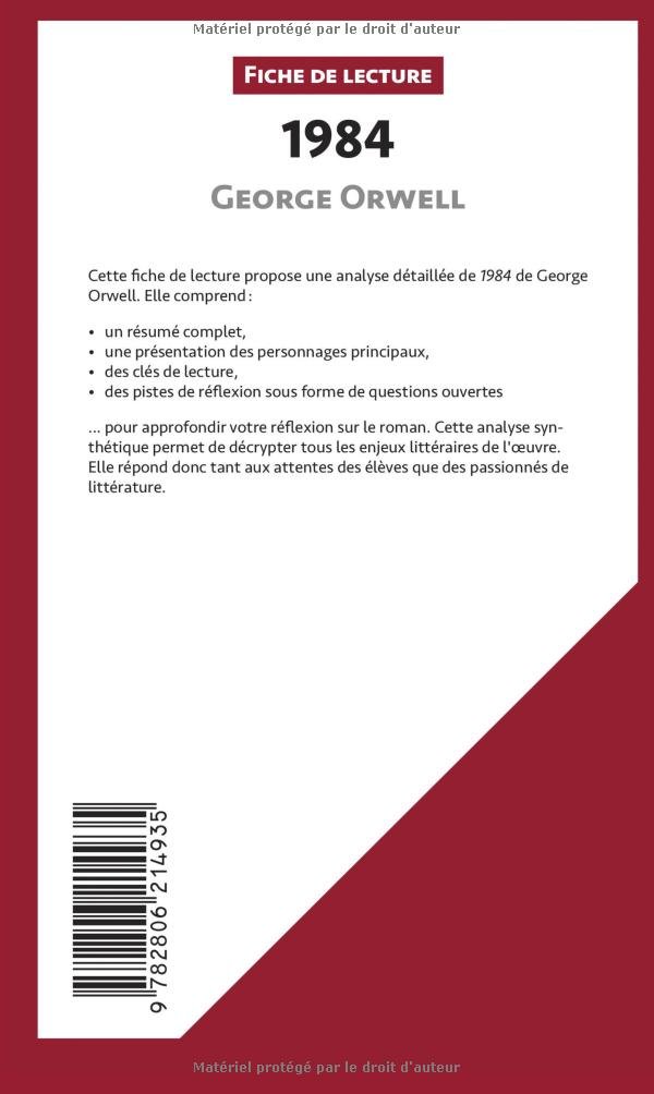 1984 De George Orwell Fiche De Lecture Resume Complet Et Analyse Detaillee De L Oeuvre Amazon Fr Seret Hadrien Lepetitlitteraire Fr Livres
